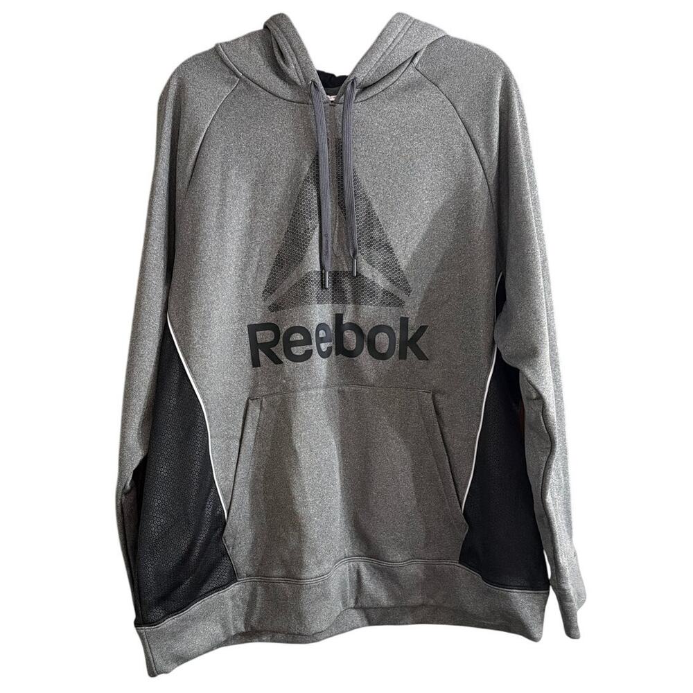 Reebok Men's Delta Trail Hoody Heather Gray Black Hoodie Size XXL 2XL